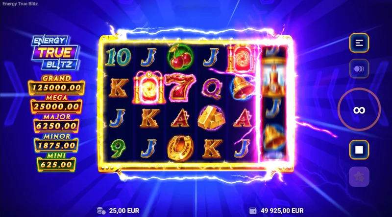 Energy True Blitz - tablica uzoraka u osnovnoj igri